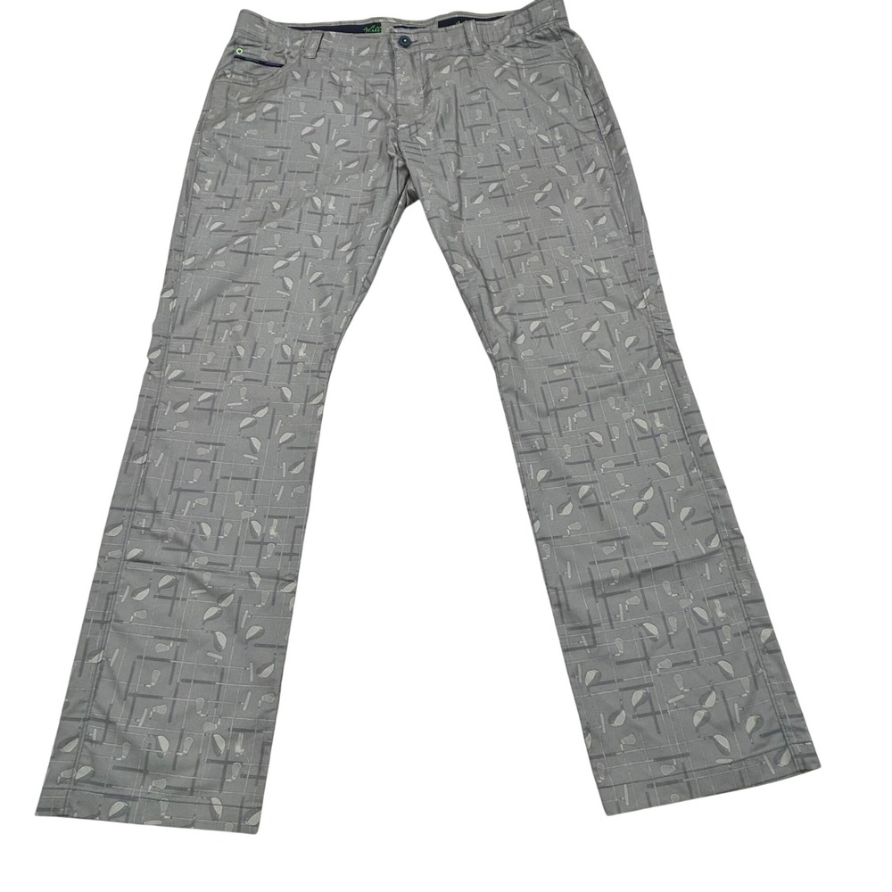 William Murray Golf Pants Mens‎ 38x32 Gray Golf Club Print Performance Stretch